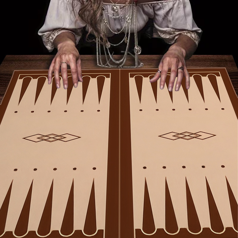 Board Game Harvest - 1 Stück braunes Backgammon-Brett, bedruckte Tarot-Tischdecke